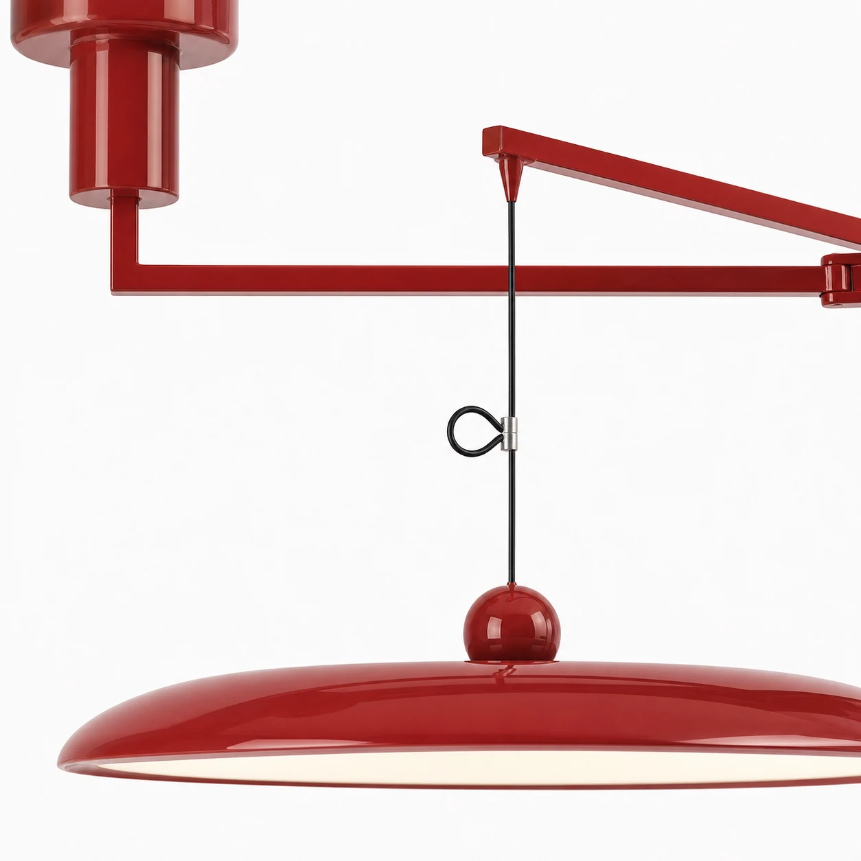 Close-up detail of the Swinglo pendant lamp finish and disc construction