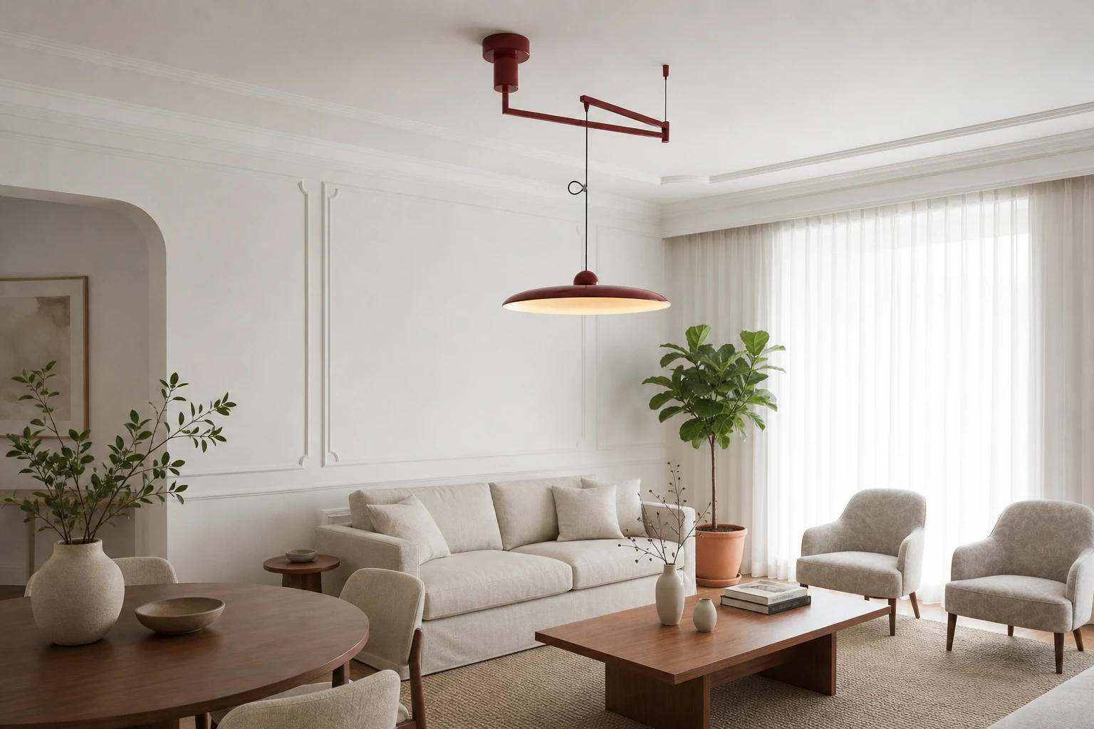Swinglo pendant lamp in a lifestyle scene with full product visible