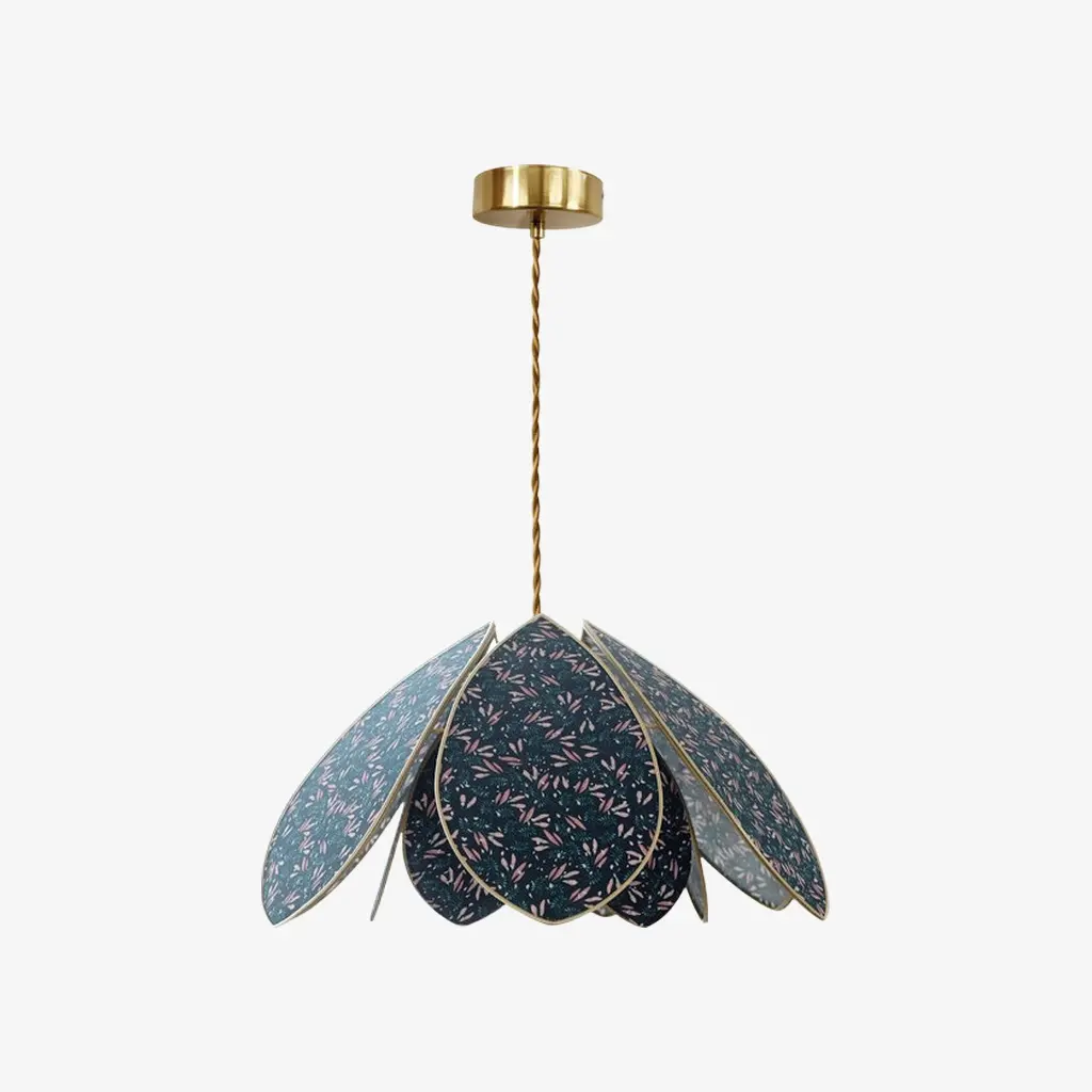 21.7 + 12.6 in (55 + 32 cm) double-tier blue floral pendant light